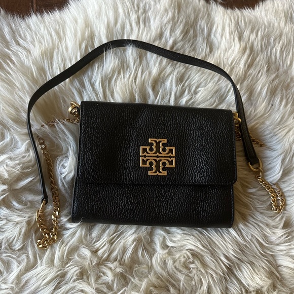 Tory Burch Britten purse bag chain wallet black leather new with tags! - Picture 1 of 14